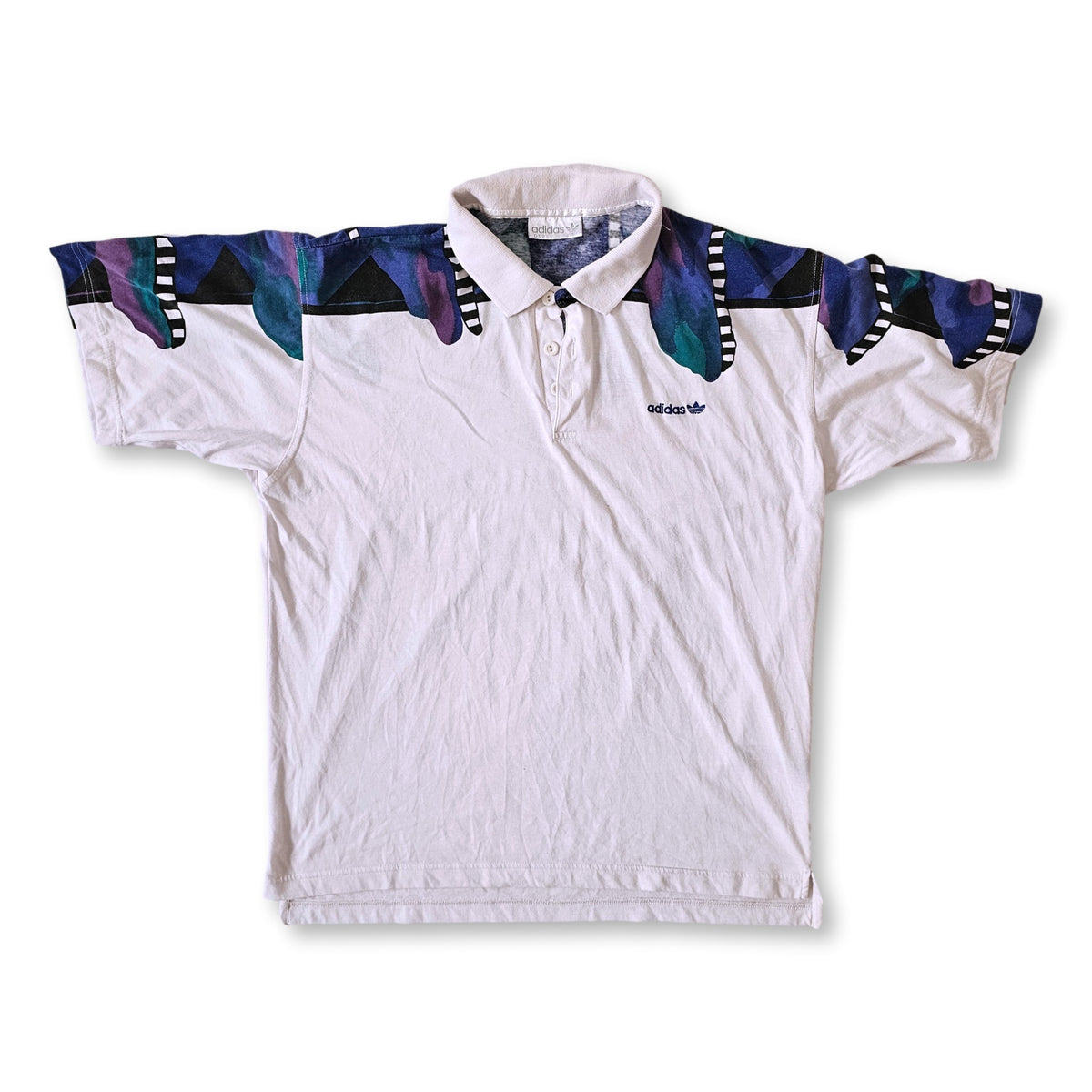 Vintage 90s Adidas Polo Striped Collared Shirt Blue Red