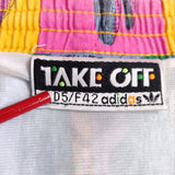 90s multicolor Adidas Take Off Warhol-style cactus prints shorts