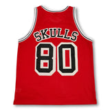 Red Stussy 80 Skulls basketball jersey