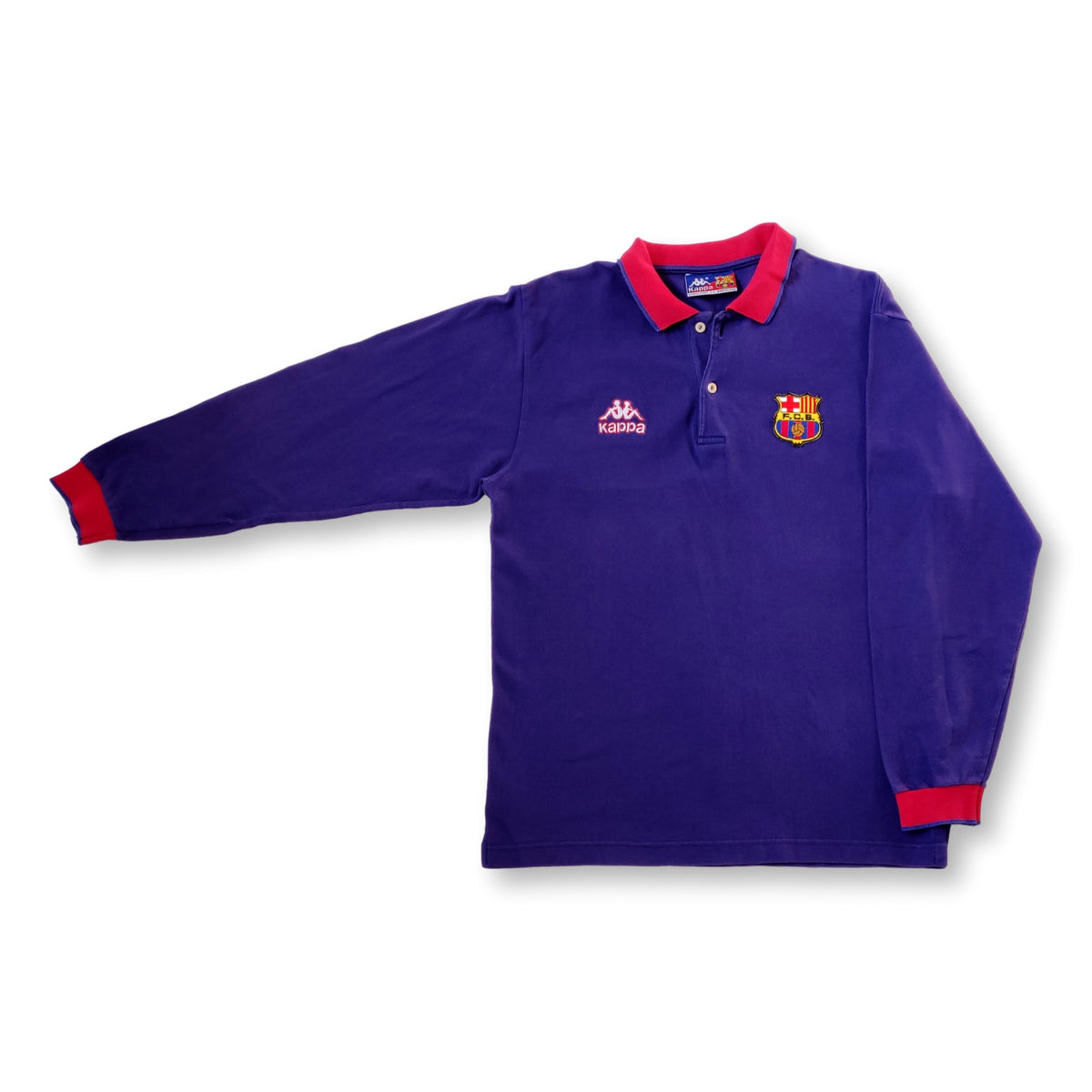 1992-95 purple FC Barcelona Kappa cotton long-sleeve polo