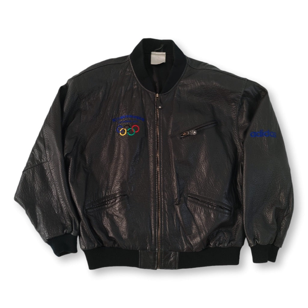 80s black Adidas Olympics leather jacket | retroiscooler | – Retroiscooler