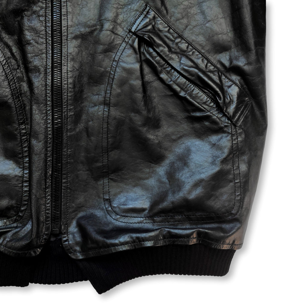 Vintage black Pollini leather bomber jacket Made in Italy ...