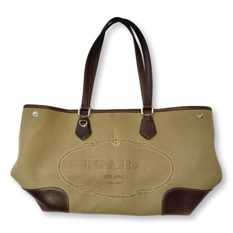PRADA Milano Brown Genuine Leather Bag Purse Handbag Italy