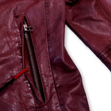 Dark red Goosecraft leather biker jacket