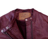 Dark red Goosecraft leather biker jacket