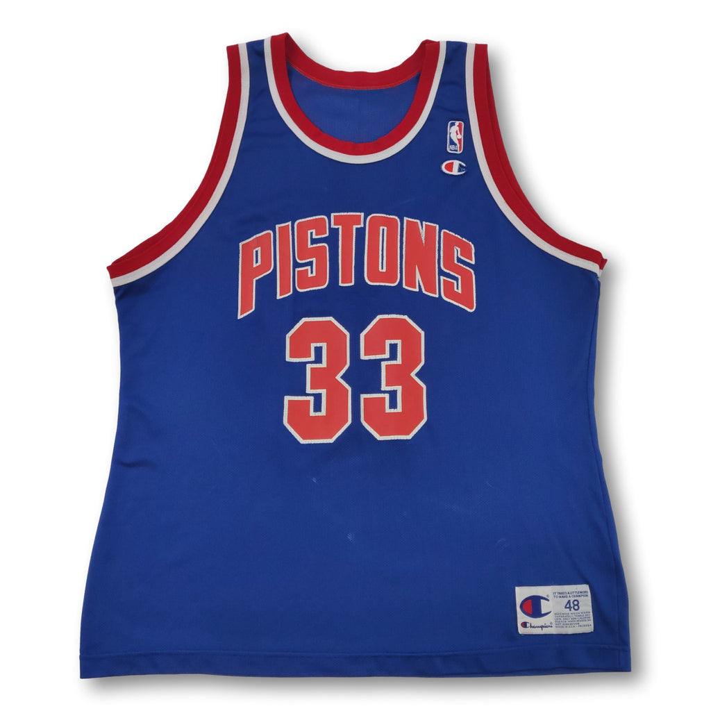 1996-00 DETROIT PISTONS HILL #33 CHAMPION JERSEY (HOME) L - Classic  American Sports