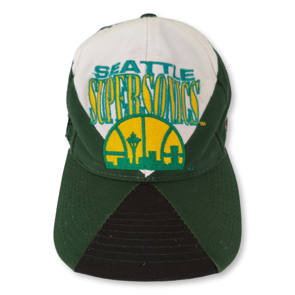 VINTAGE SEATTLE SUPERSONICS SONICS BASKETBALL CAP HAT GREEN BLACK